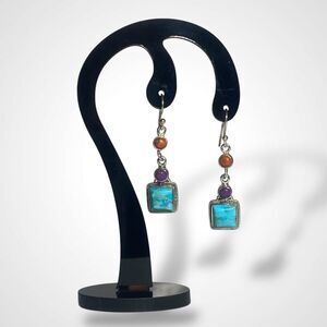 925 Silver Mojave Turquoise Gemstone Dangle Drop Earrings Ethnic Boho Jewelry